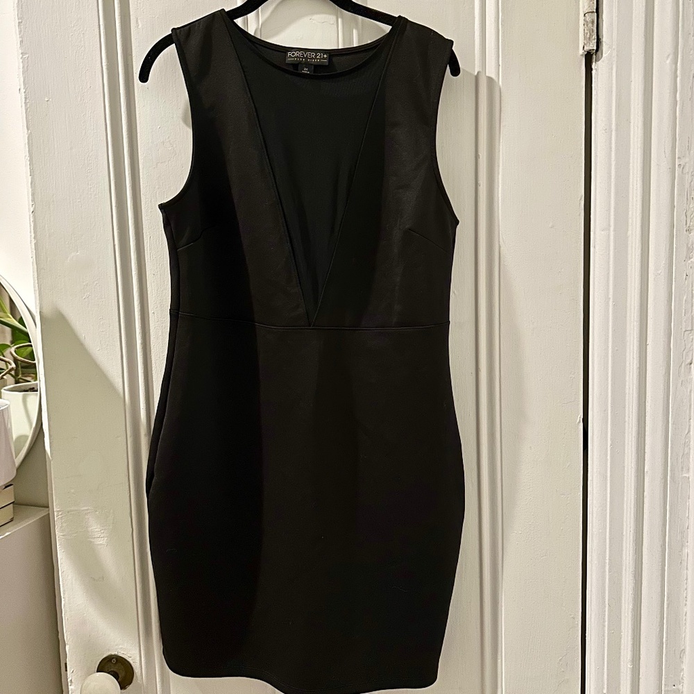 Forever 21+ Black Bodycon Dress with Mesh Cutout